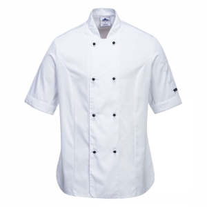 Bluza kucharska damska Rachel z krótkimi rękawami Biały